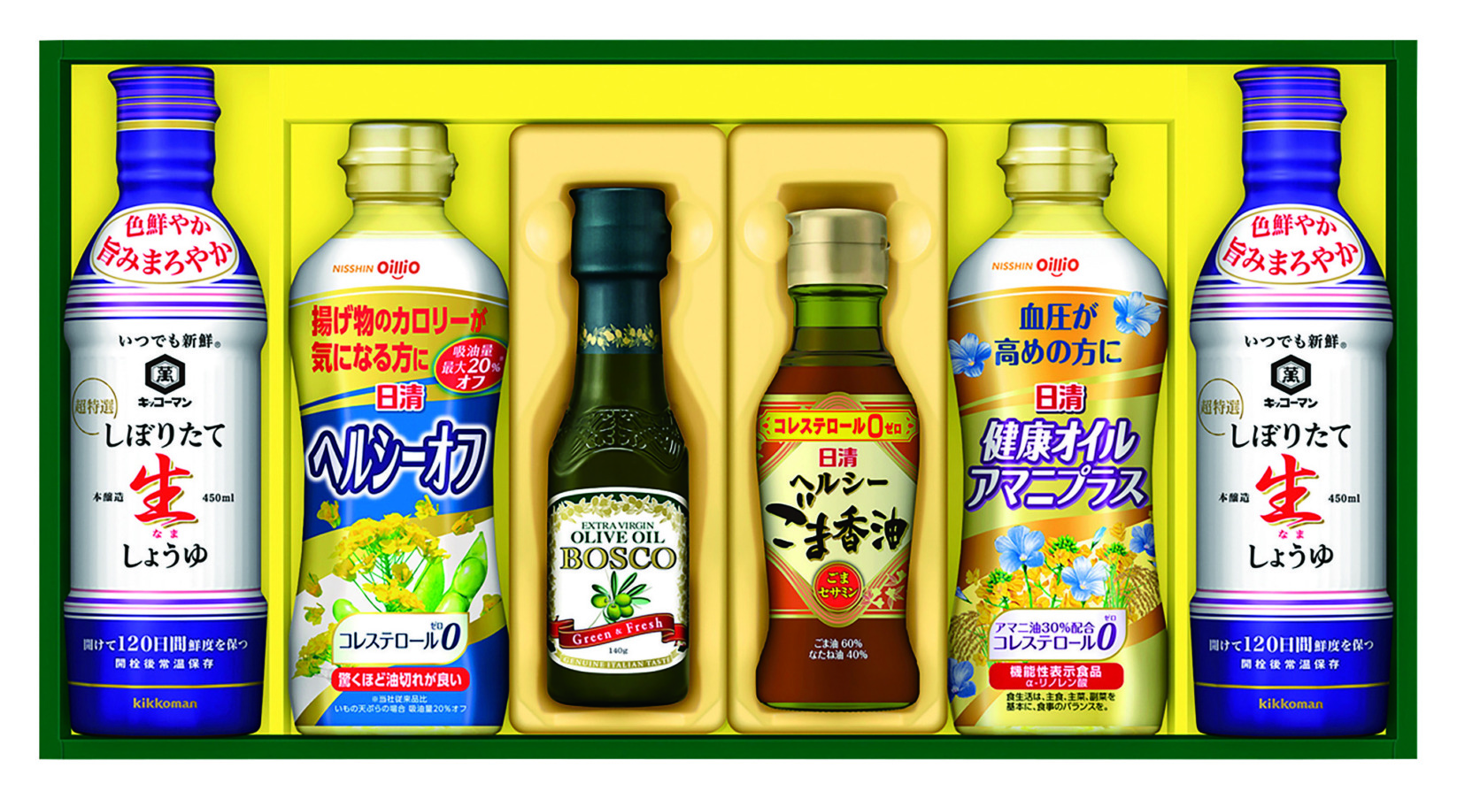 日清オイリオ バラエティオイル&キッコーマンしぼりたて生しょうゆギフトK8647-203